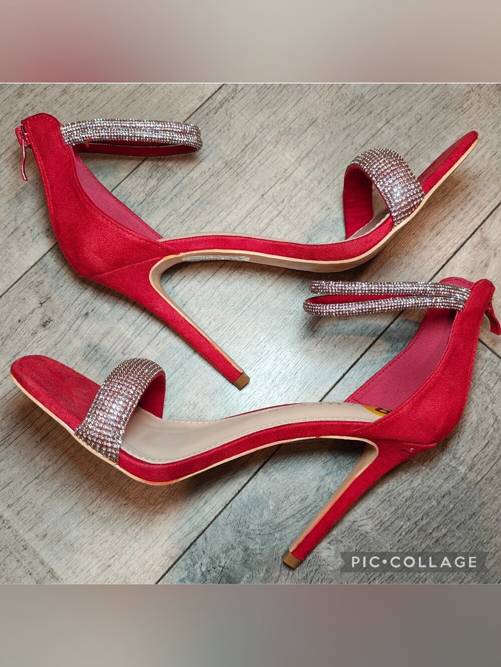 💋Rampage Rhinestone Red Suede Stiletto Heels💋